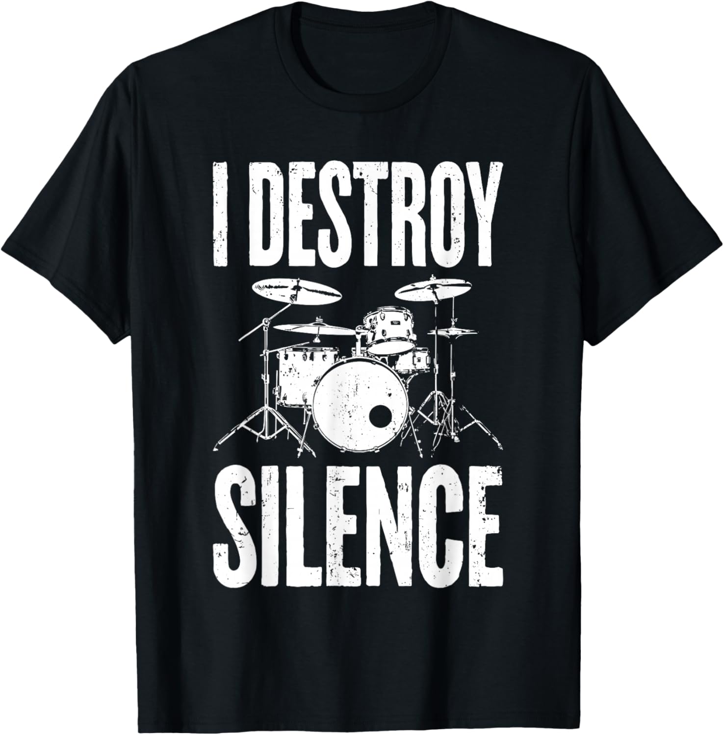 

I Destroy Silence Drummer Graphic Tee Men Women Cotton Casual TShirt S разноцветный