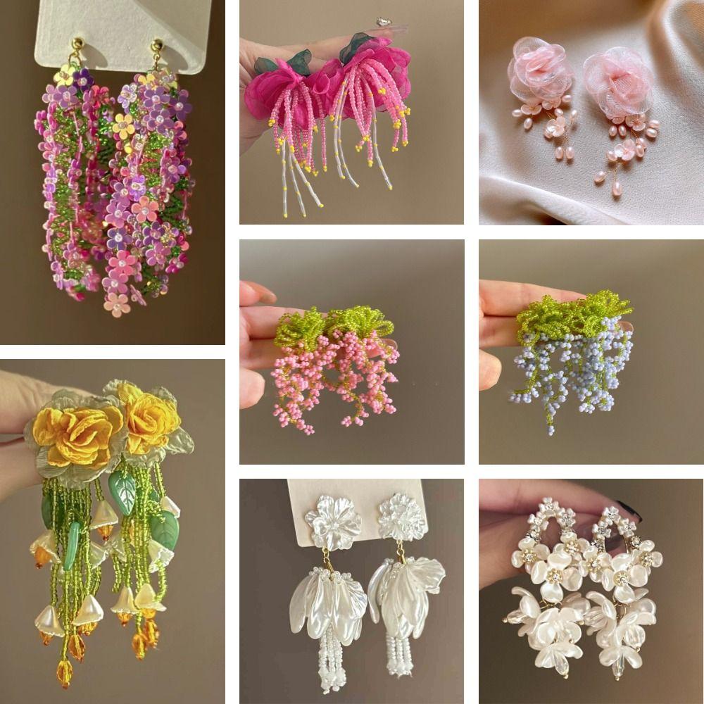 Exaggerated Flower Dangle Earrings Sweet Petals Stud Earrings Fashion Beach Earrings  Party