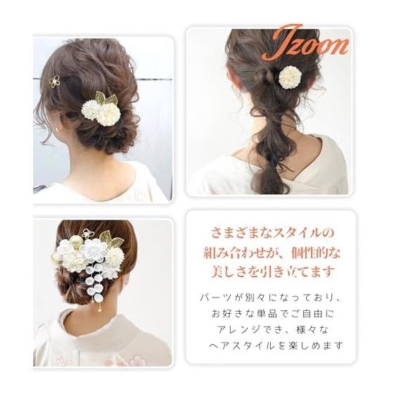 JZOON Hair Accessories Tsumami Zaiku Hanging Ornaments Flowers Kumihimo Wafuku Beads Leaf Butterfly Pearl-like for Entrance Ceremonies, Graduations,