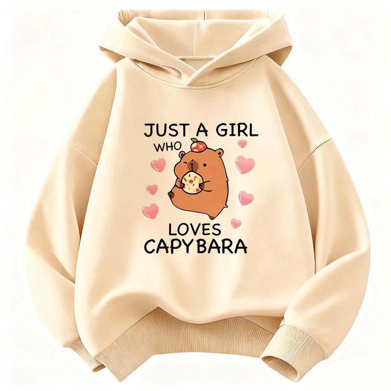 Just A Girl Who Love Capybara Hoodie Kids Cartoon Children's Sweatshirt Hoody for Boys Girls Casual Hoodies Funny Clothes