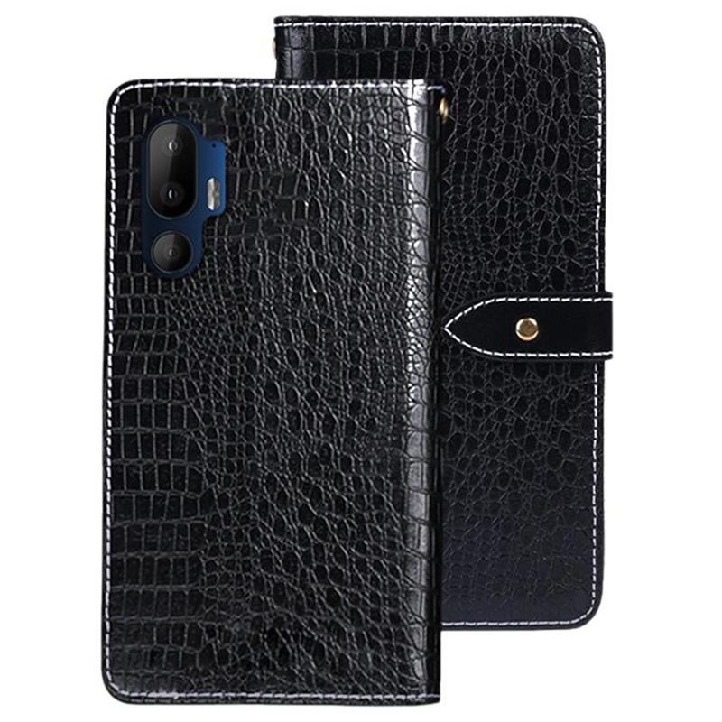 

For HTC U24 Pro 5G Case Crocodile Texture PU Leather Flip Phone Cover Black