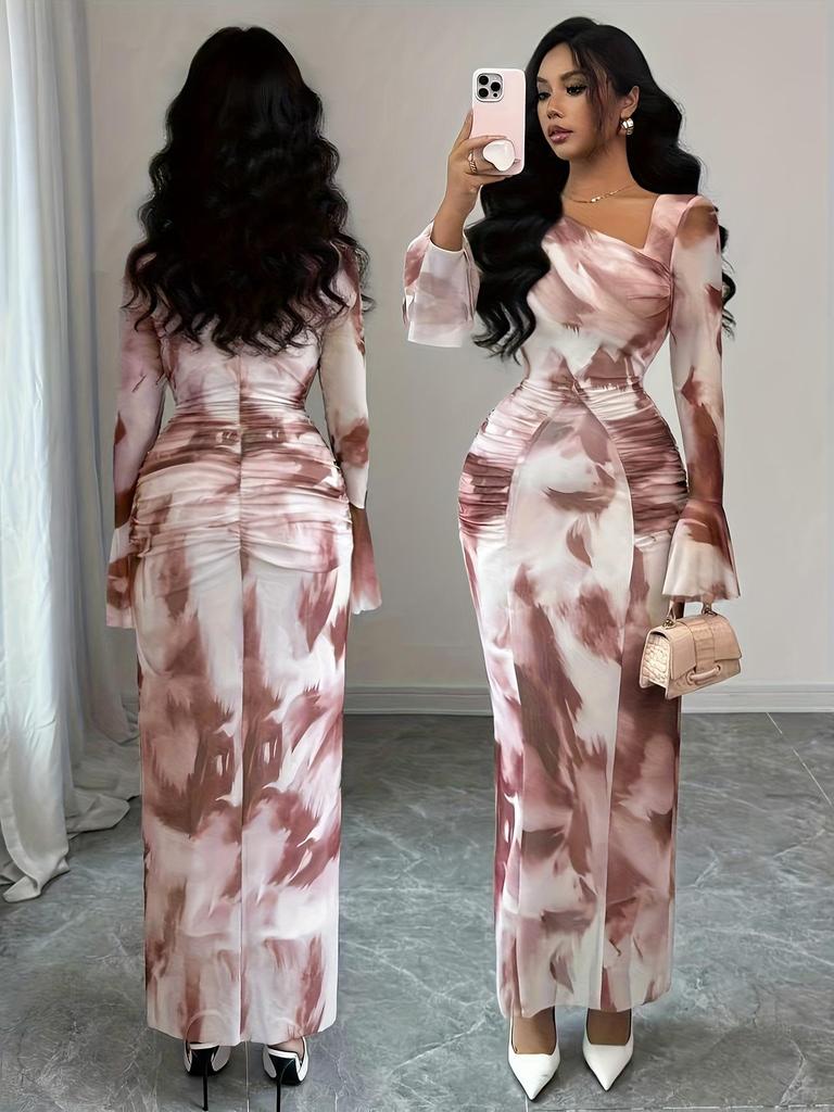 2025 Elegant Tie-Dye Mesh Dress with Stylish Design