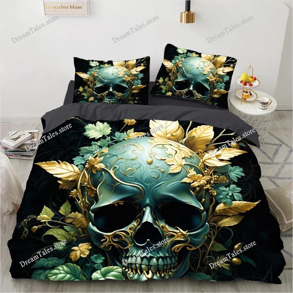 3D Print Skull Bedding Set Boys Girls Twin Queen King Size Duvet Cover Pillowcase Bed Boys Adult Home Textileextile Luxury Gift