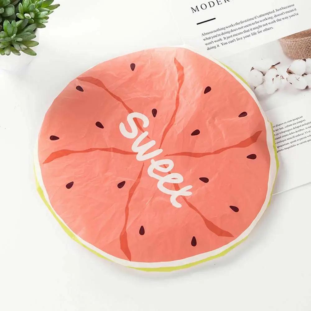 Cute Fruit Pattern Waterproof Shower Cap Cartoon Lace Elastic Band Bath Hat for Adults Women Bathroom Products