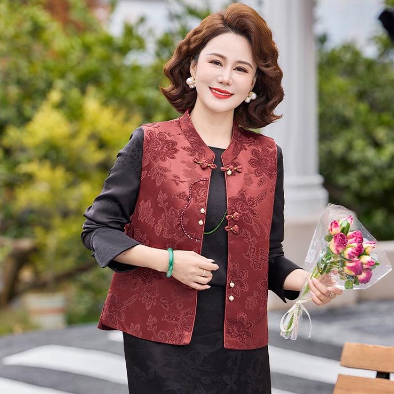 2026 New Chinese Style Spring Vest for Middle-aged and Elderly Women