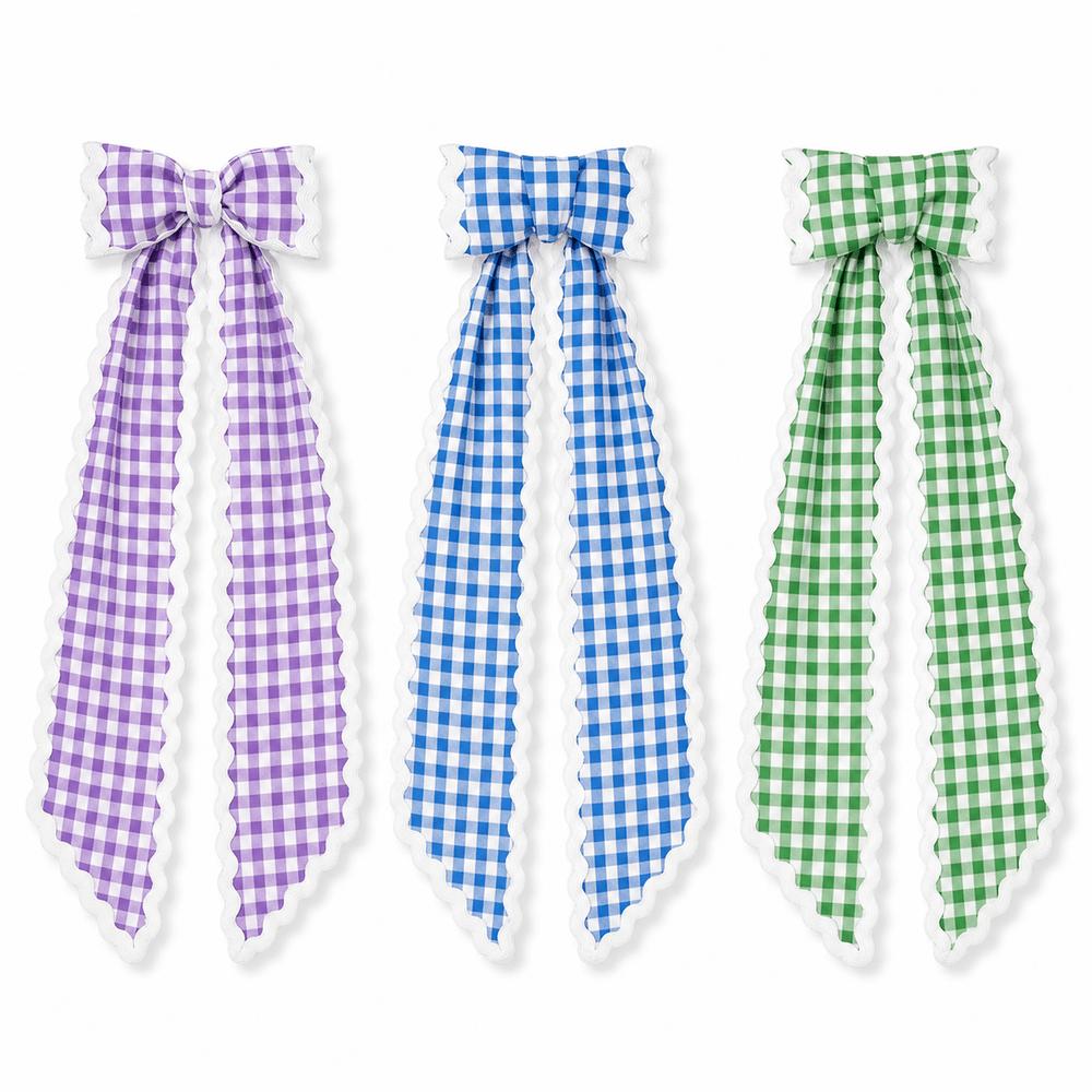 Gingham Canvas Wreath Sashes Cloth Scalloped Wreath Sash New Decorative Sashes Door Decor Bow