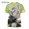 Women's T-Shirts Harajuku Cat Graphic Print 3D Tops Summer Short Sleeve Casual Tees Kawaii Animal T Shirt