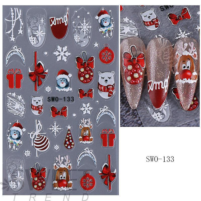 

1 шт. 5D Пряничный человечек Снежинка Наклейки для ногтей Рождественская сосна Торт Самоклеящаяся наклейка для ногтей Зимние принадлежности для DIY маникюра 2