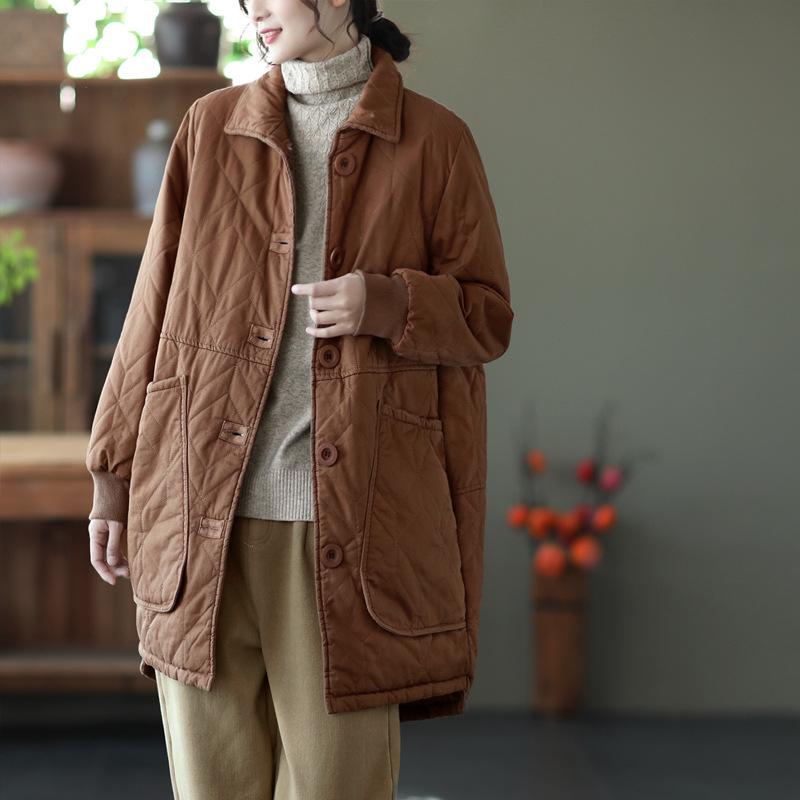 Autumn and Winter Women's Down Cotton Jacket Loose Commuting Retro Parkas