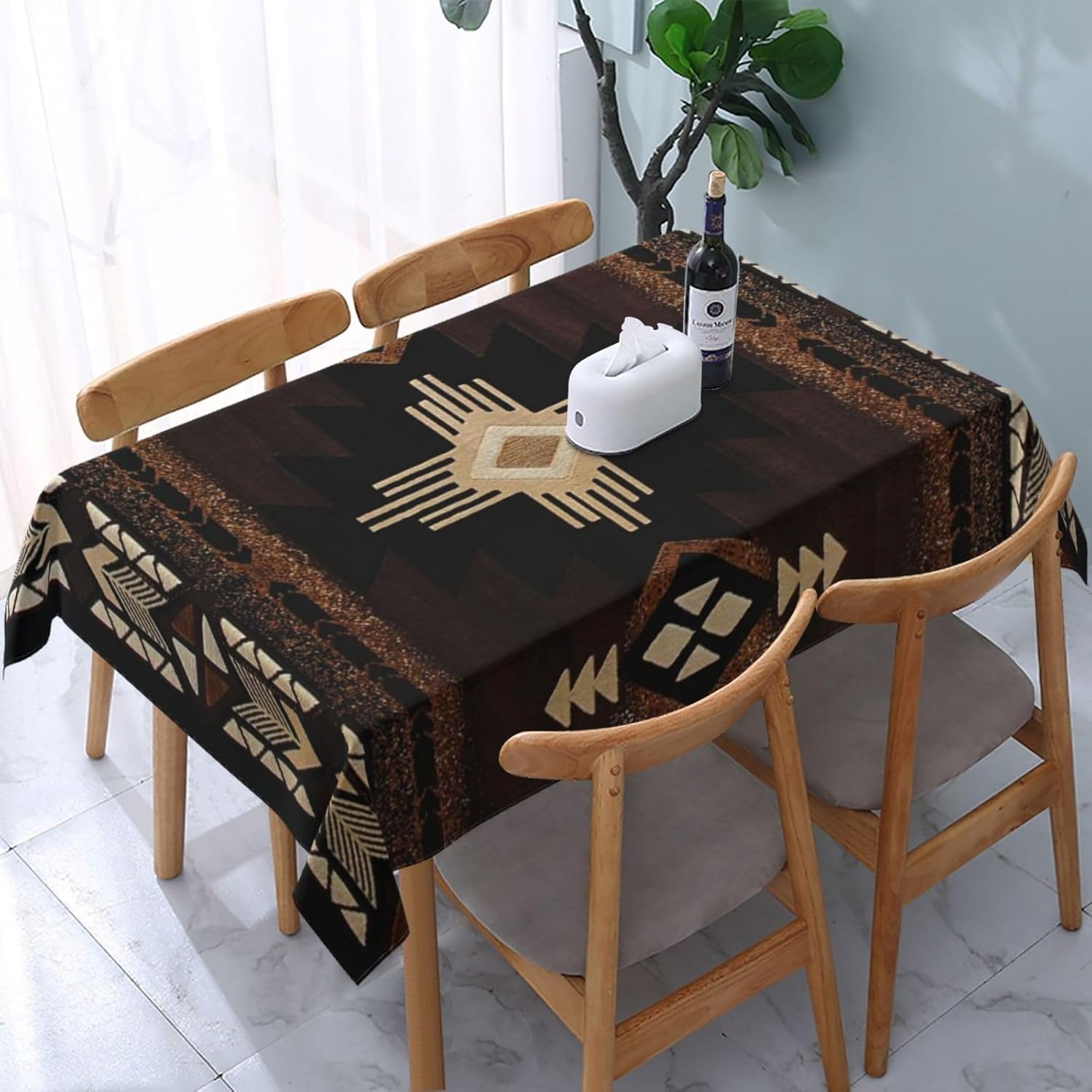 Zuidwestelijke Native American Azteekse Rechthoekige Tafelkleed Feestdecor Boho Geometrisch Abstract Stammen Tafelkleden Keukentafel Decor 140x180cm