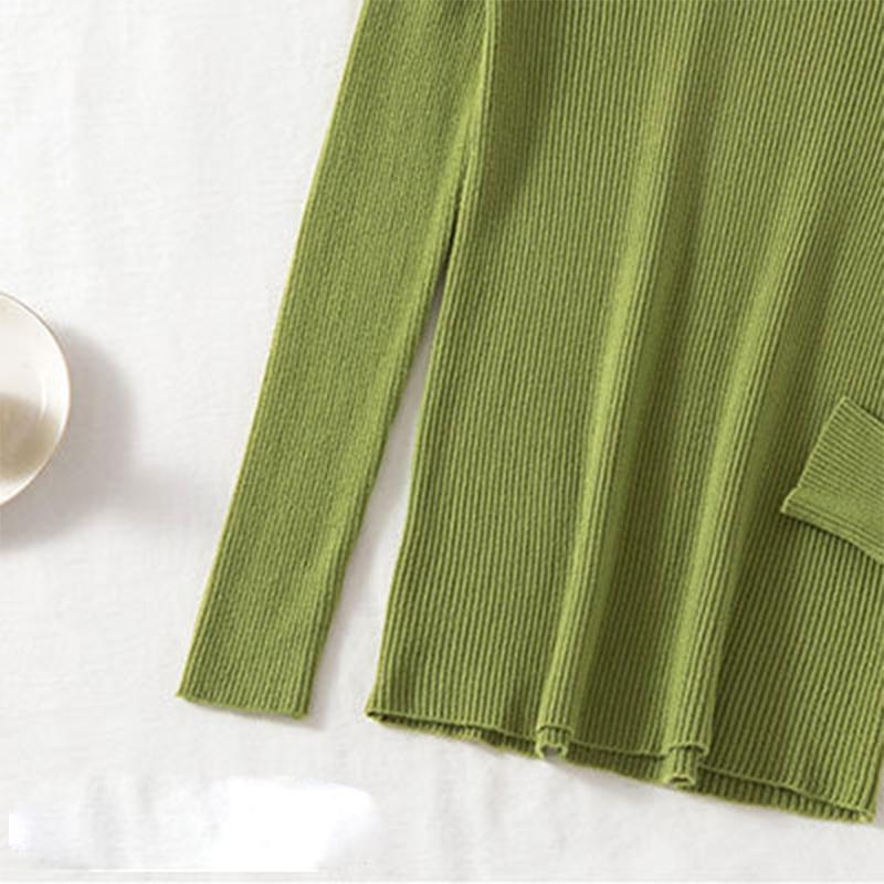 Autumn Winter Loose Short Outer V Neck Long Sleeve Solid Color Single Breasted Knitted Cardigan