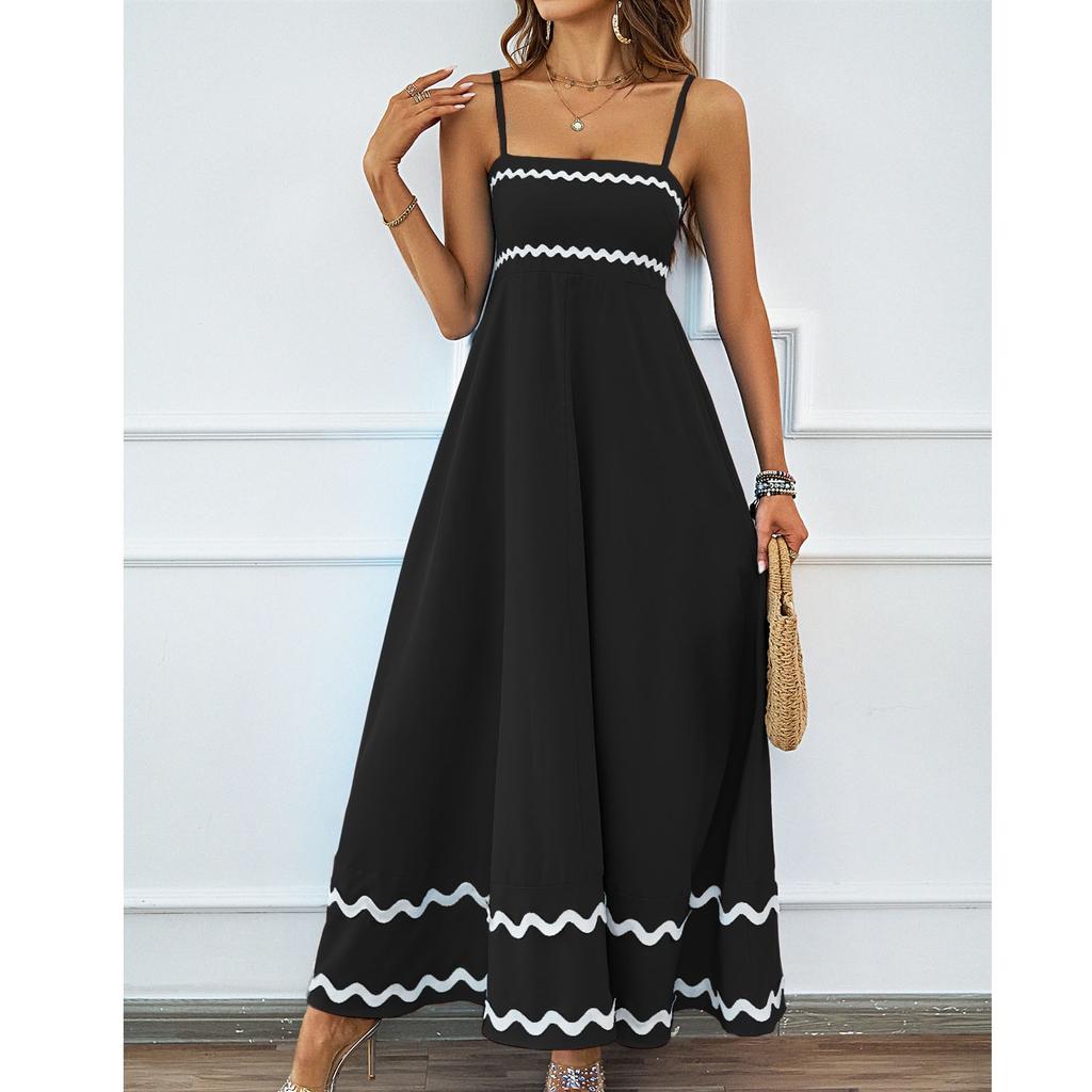 Women's Loose Color Lace Patchwork Suspender Strapless Oversized Dress Oversized Dress