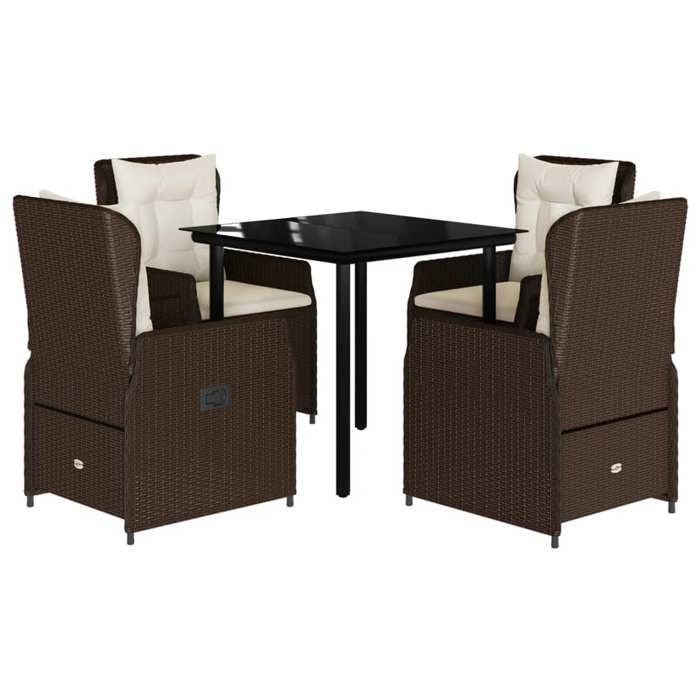 VidaXL Ensemble à manger de jardin 5 pcs et coussins marron poly rotin 3262848