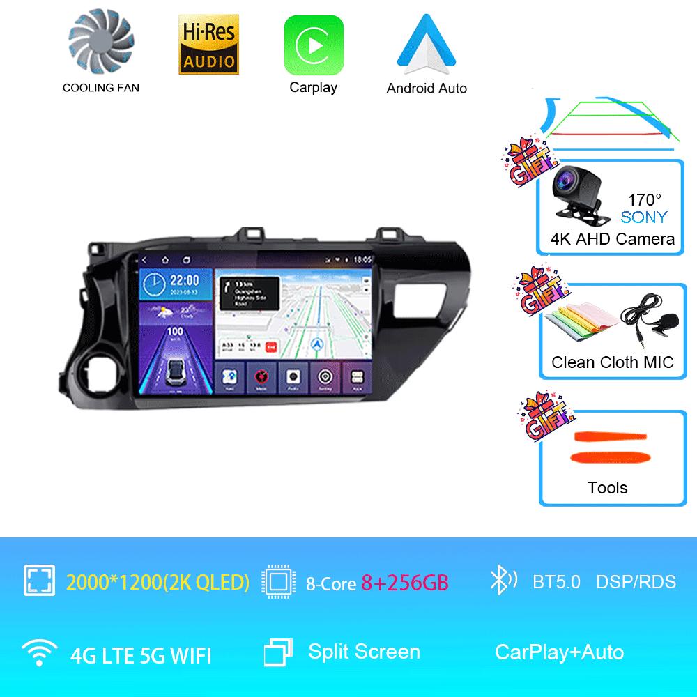 Car Radio Android 14 For TOYOTA HILUX PICK UP AN120 2015 - 2020 RHD/LHD Multimedia Video Player Receiver 5G DVD Wifi Carplay