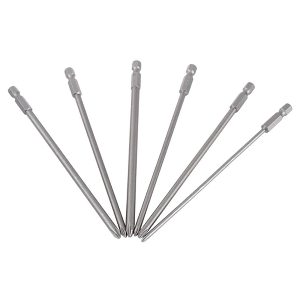 6Pcs Shank 1 4  S2 Steel 150mm Magnetic Screwdriver Bit Set Cross Head Bit Tool