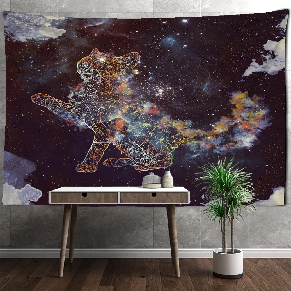 Star Universe Cat Tapestry Wall Hanging Bohemian Psychedelic Witchcraft Bedroom Living Room Home Decor