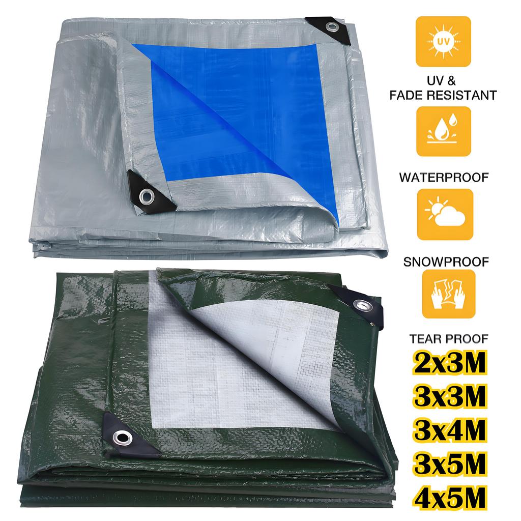 Waterproof Tarps Heavy Duty Tarpaulin Tear & Fade Resistant UV Resistant Outdoor Tarps with Grommets for Roof Camping Patio Pool