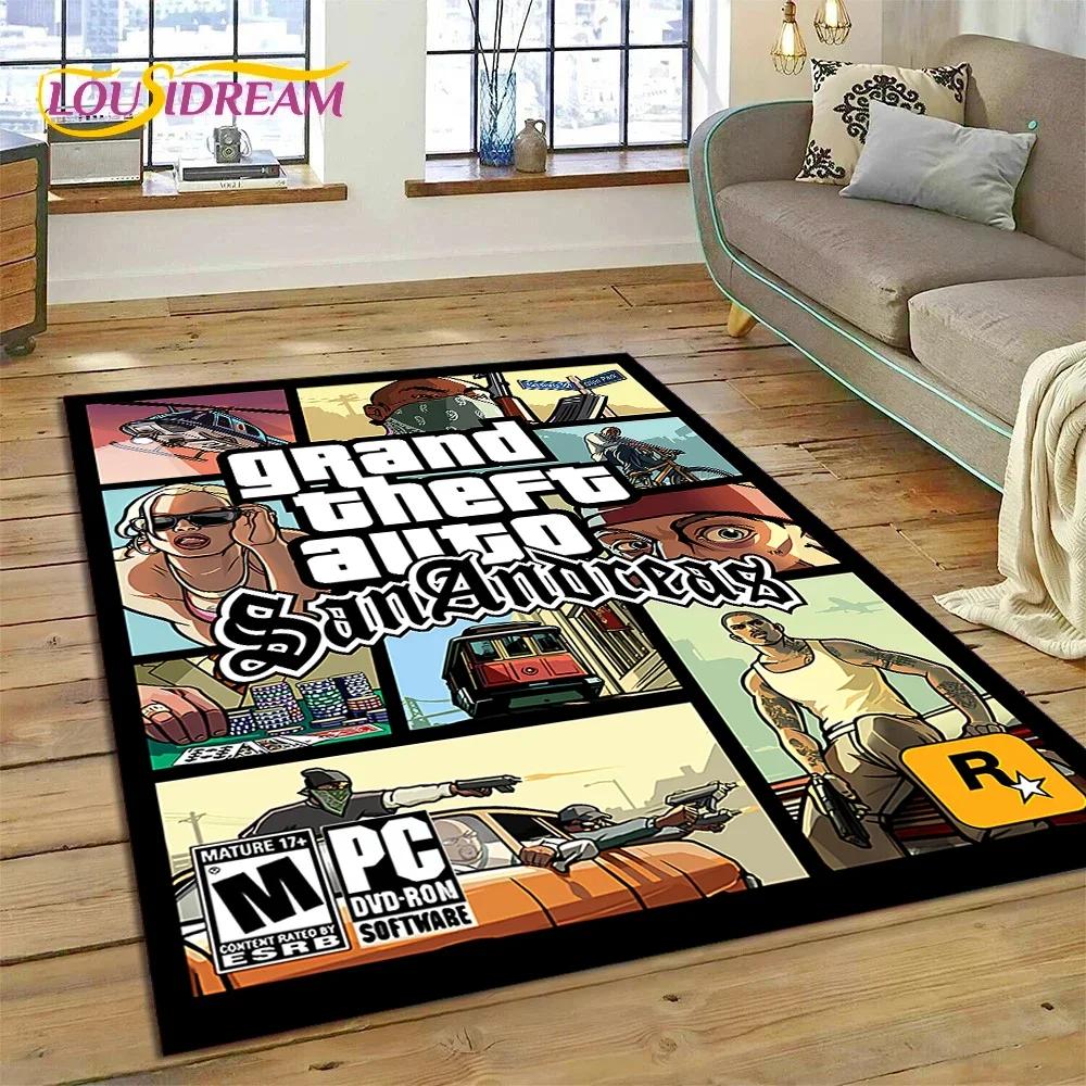 3D GTA Spiel Grand Theft Auto Gamer Teppich für Schlafzimmer Wohnzimmer Zuhause Sofa Dekoration, Kinder Spiel Große Dekor Bodenmatte