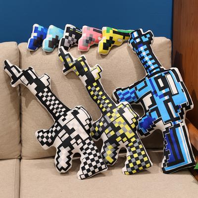 Cartoon Print Pistol Machine Gun Doll Plush Toy Submachine Gun Doll Boy Rag Doll Birthday Gift