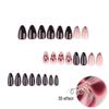 3D French Leopard Print Wearable Wine Red False Nails - Short Autumn/Winter Floral Design Manicure