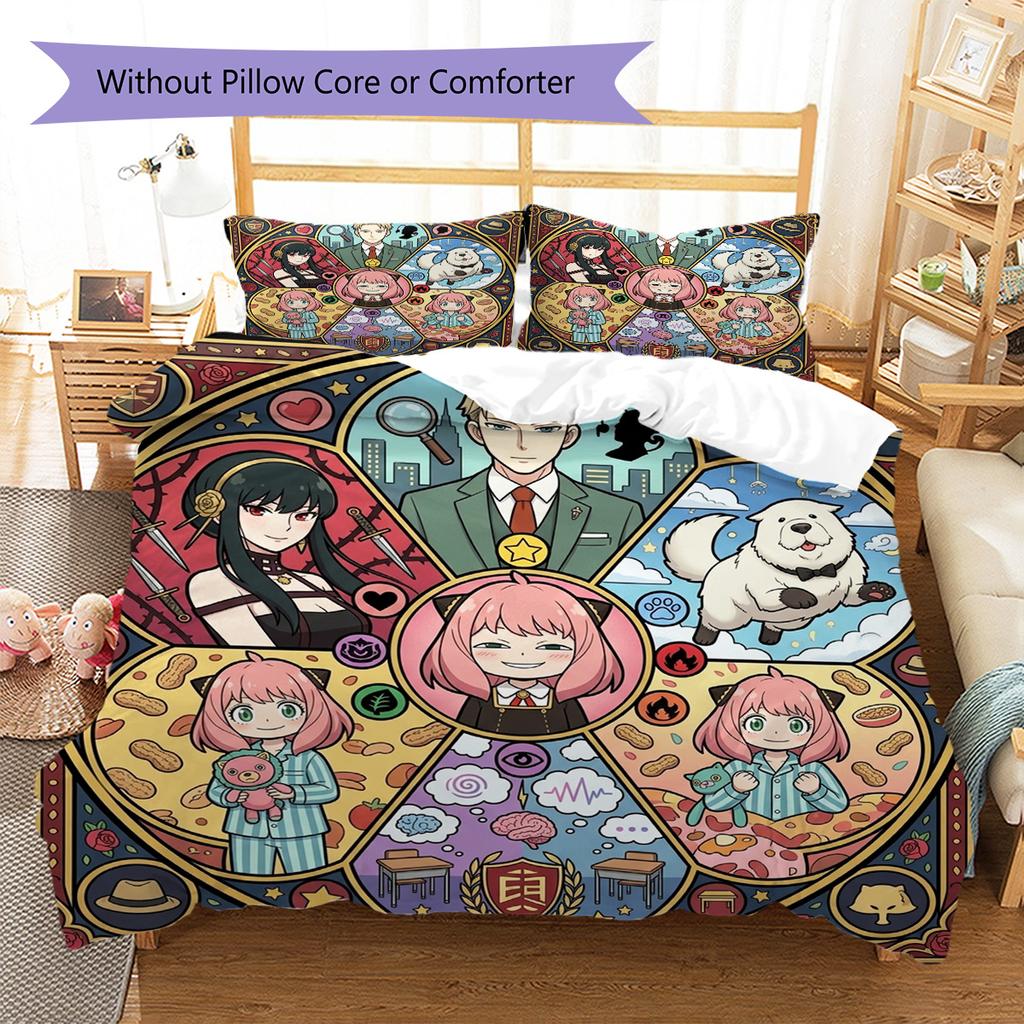 Anya Forger Pattern Bedding Quilt Set Quilt Cover Pillowcase Home Decoration Birthday Gift (1 * duvet cover + 2 * pillowcase, without core)