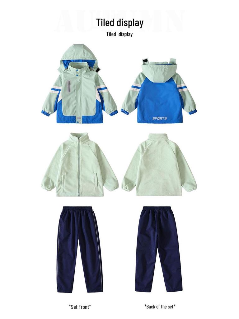 Kinder Frühjahrs- und Herbst-Windbreaker 3-teiliges Uniform-Set für Grundschule, Sport und Winterkindergarten.