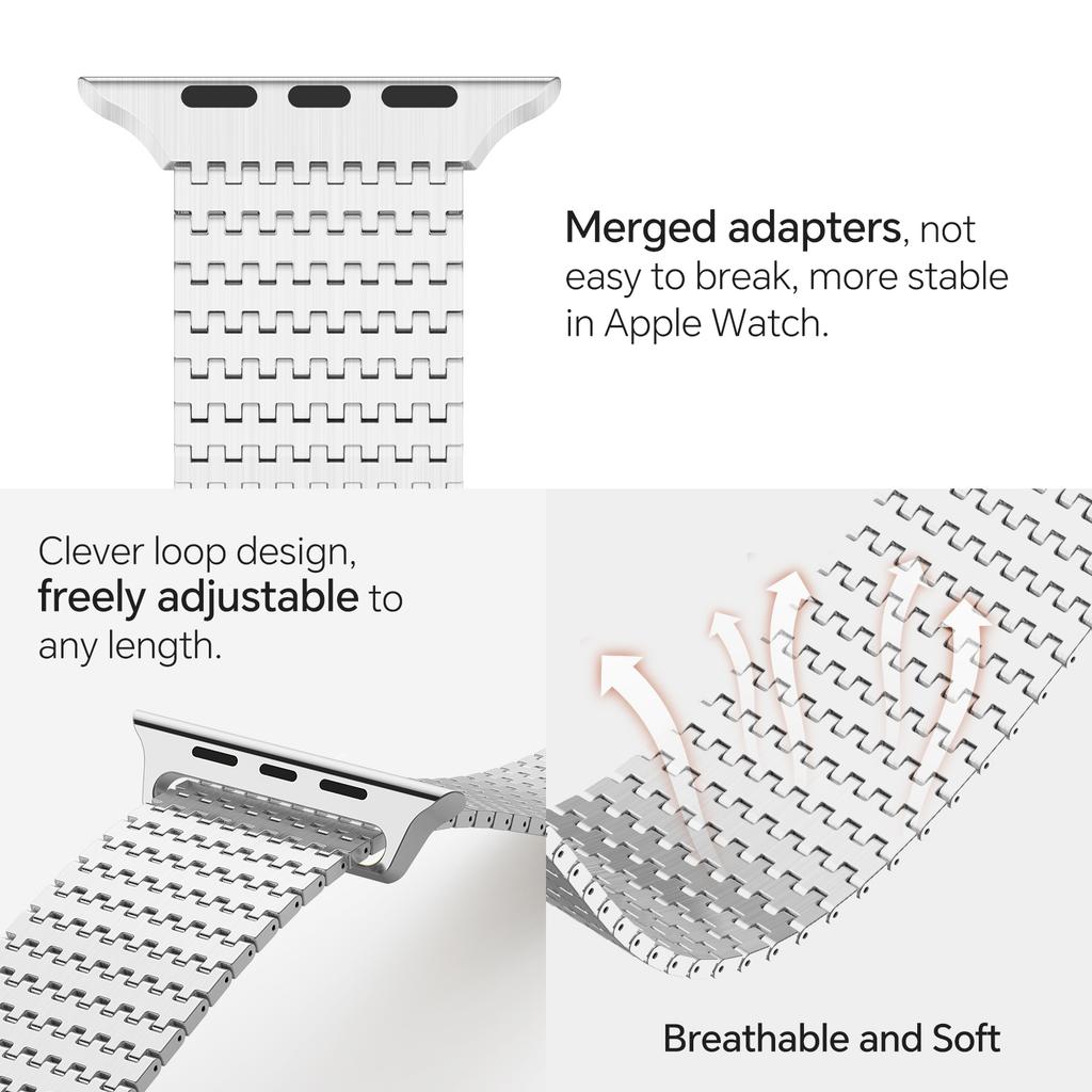 BEAEN Adjustable Metal Link Bracelet Strap Replacement for Apple Watch 49mm 46mm 45mm 44mm 41mm 40mm
