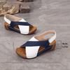 2025 Summer New Thick-soled Fish Mouth Color Matching Foreign Trade Women's Shoes Large Size Velcro Hollow Beach Shoes