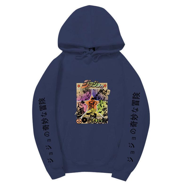 JoJo Bizarre Adventure Hoodie Unisex Fleece Sweatshirt Color Manga Print Autumn Winter Pullover