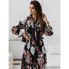 Lace-up Chiffon Office Lady Dress New Vintage Party Dress
