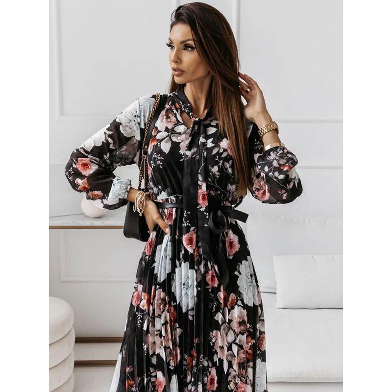 Lace-up Chiffon Office Lady Dress New Vintage Party Dress
