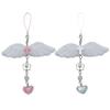 Plush Wing Heart Charm Pendant Chain Hanging Decoration for Keys Bag Purse