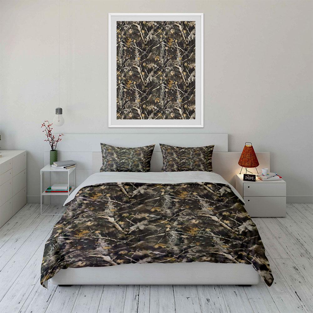 Camouflage Forest Leaf Print Bedding Duvet Cover Set (1*Duvet Cover 2*Pillowcases, without duvet insert)