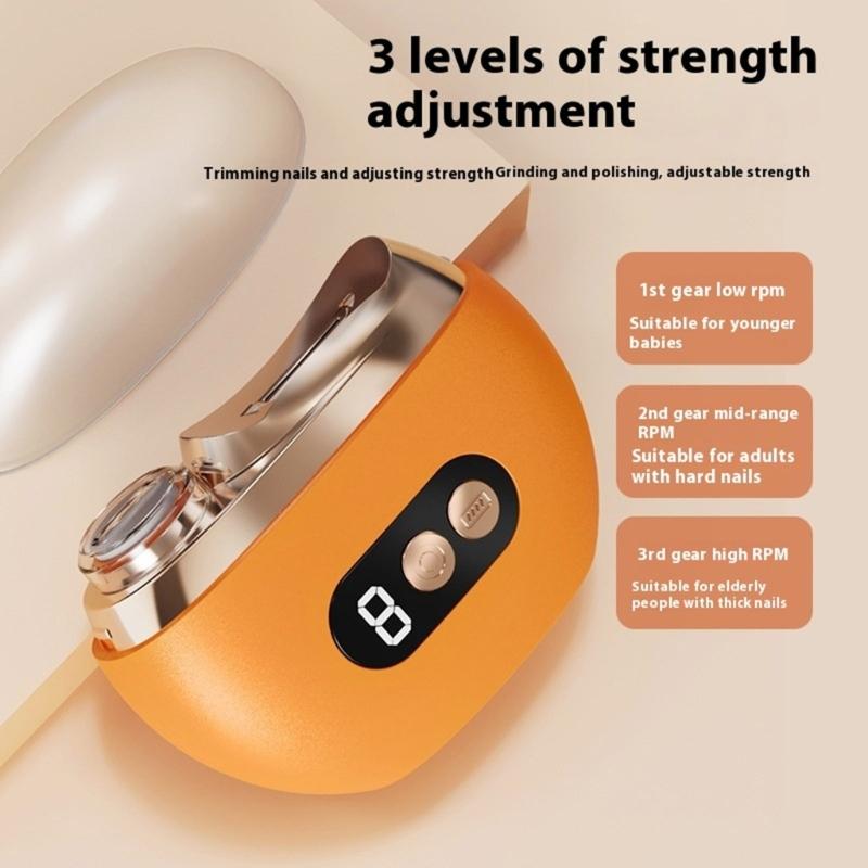Automatic Nail Trimmer and Polishing Tool Built In LED Light USB Rechargeable Portable Design for Differernt Ages