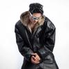 STREETRICH Pánské prošívané bundy Americký styl PU kůže Oboustranné Faux Fur Fleece Zesílené Jednobarevné Volné Pánské kabáty Trendy