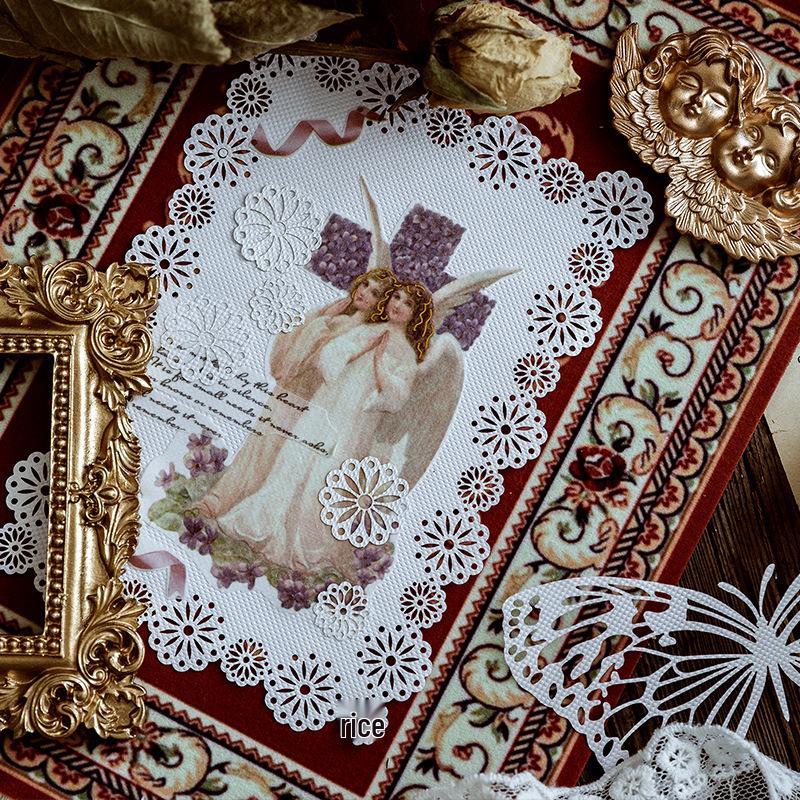 8 Styles Momo Hollow Lace Paper - Alice's Tea Party Scrapbook Diary Decorative Base Paper