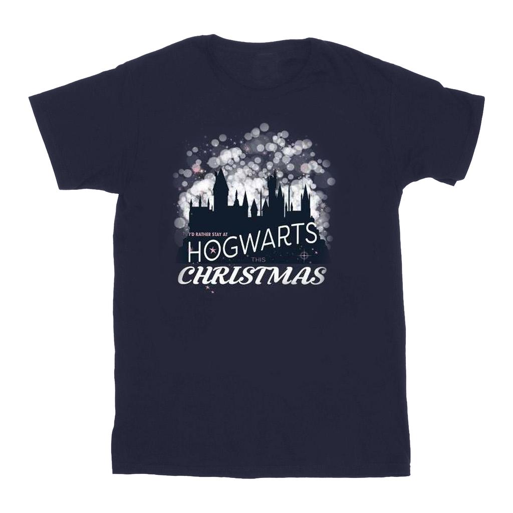 HARRY POTTER Womens/Ladies Hogwarts Christmas Cotton Boyfriend T-Shirt