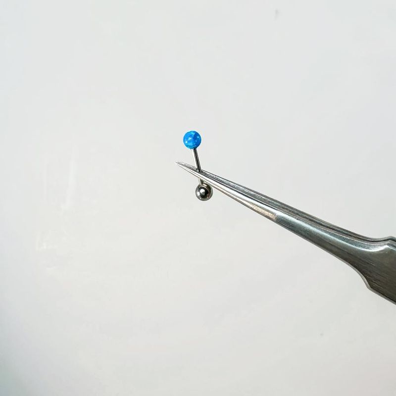 

Opal Cross Titanium Steel U-Shaped Classy Double-Layer Ear Studs 3# Blue Opal Double Ball Earrings