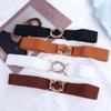 Solid Color Knot Gold Round Buckle Belt Women Waistband Female Waist Strap Elastic Waist Belt