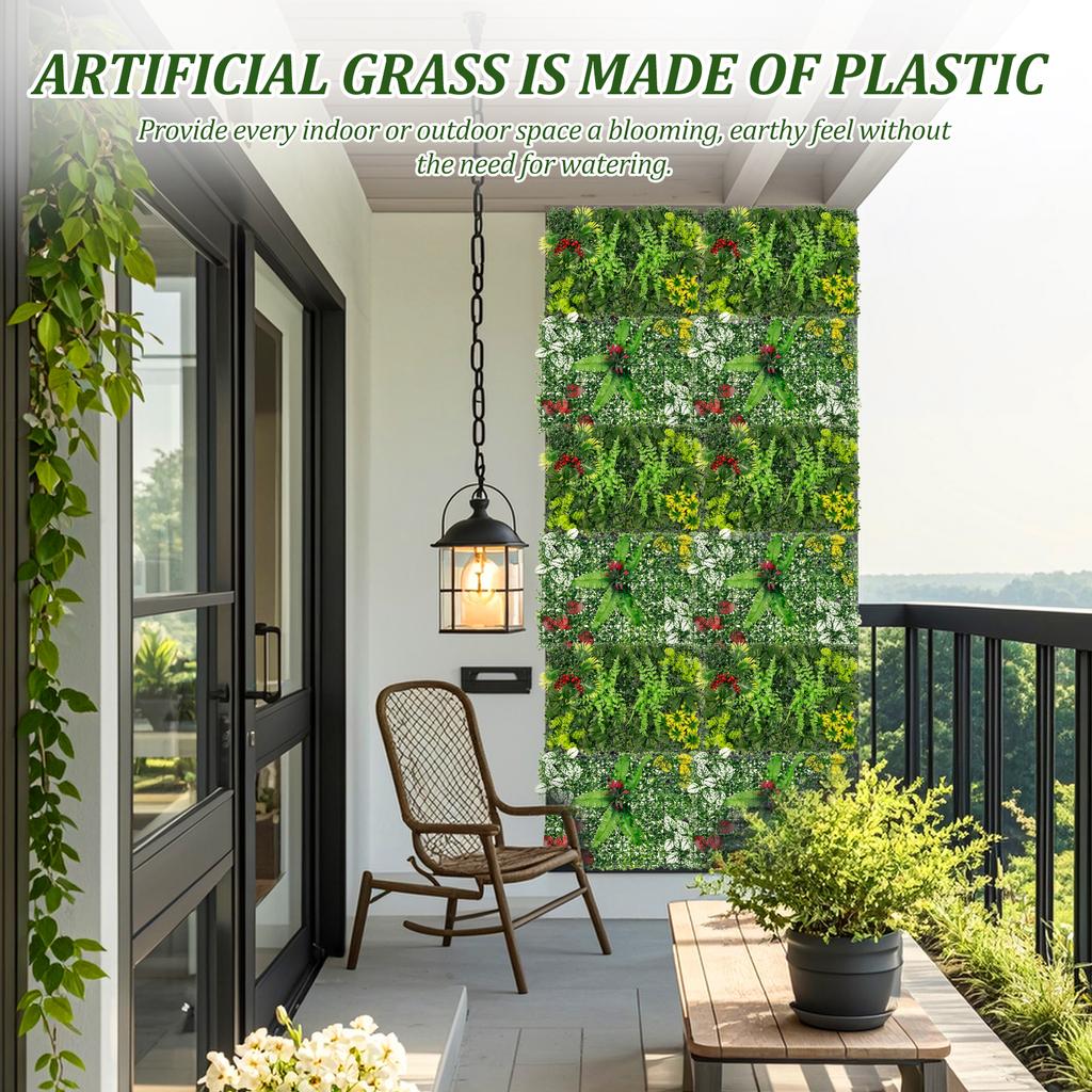 DIY Artificial Plant Wall Panel Plastic Hanging Grass Backdrop Wall Panel Outdoor Artificial Privacy Fence Screen For Home Garde