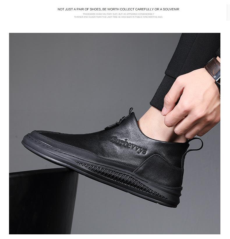 

2025 осень и зима новая повседневная кожаная обувь мужская модная универсальная на толстой подошве с закрытым подъемом боковая молния бархатные маленькие короткие ботинки 44