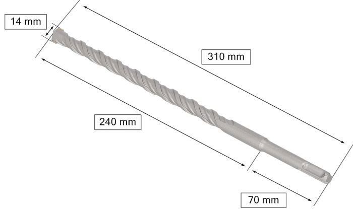 Foret SDS+ - KOTARBAU - 14 x 310 mm - Alliage métallique - Acier trempé - Fixation standard globale