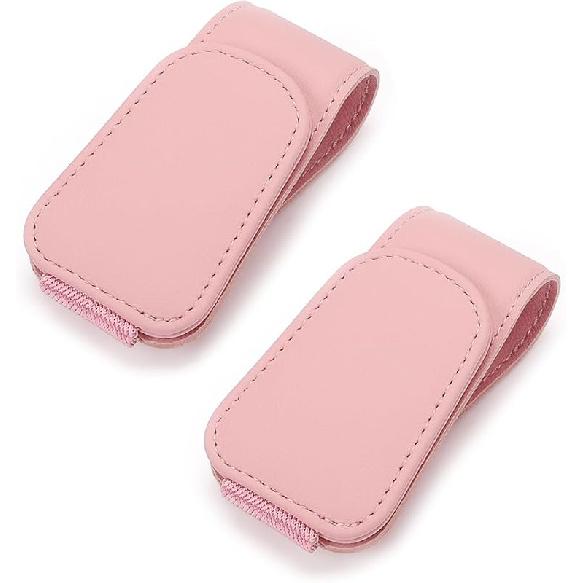 2Pcs Sunglass Holder For Car, Magnetic Leather Eyeglass Hanger Clip For Car Sun Visor, Sunglasses Holder And Ticket Card Clip For Car Visor
