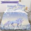 Fantasy Realistic Unicorn Pattern Bedding Uilt Set Uilt Cover Pillowcase Home Decoration Birthday Gift (1 * Duvet Cover + 2 * Pillowcase Without Core)