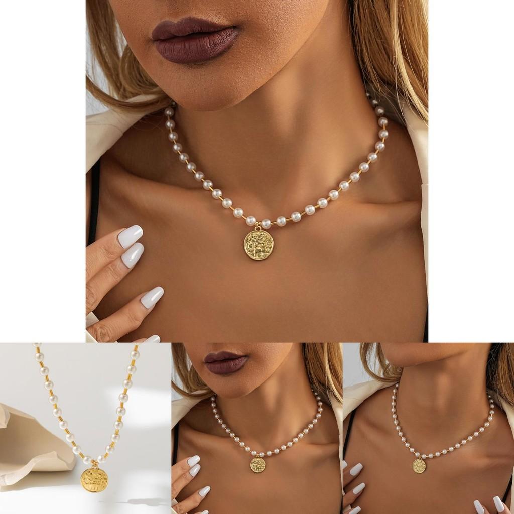 Fashion Trendy Creative Faux Pearl Copper Tube Pendant Necklace For Women 2023 Autumn Street Style