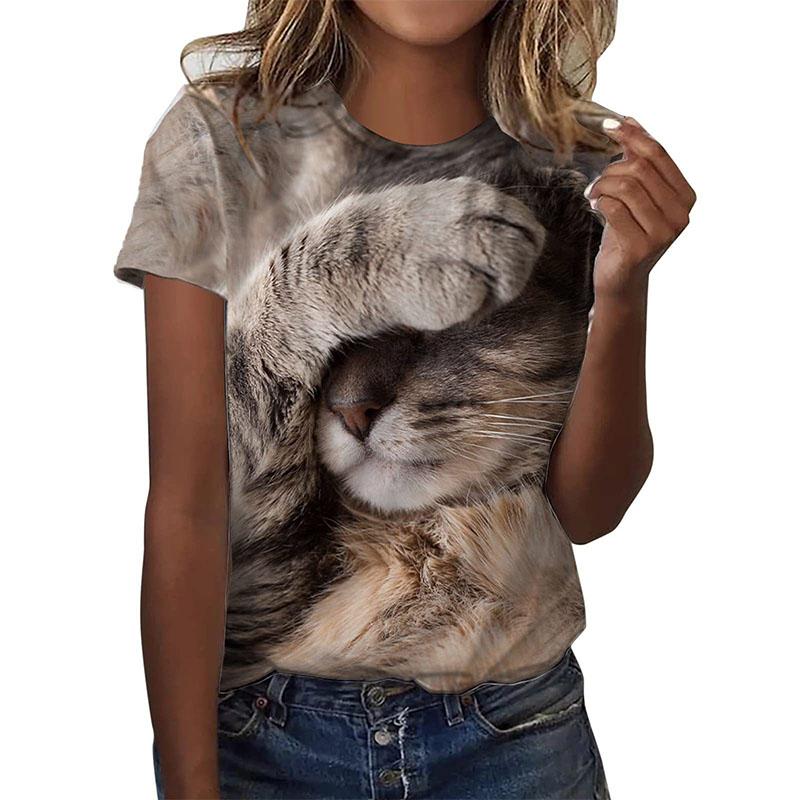 New Kitten Animal T-shirt Cat 3D Print Summer Women Short Sleeve T Shirts Streetwear Harajuku Y2k Tops Woman Girls Tees Clothing