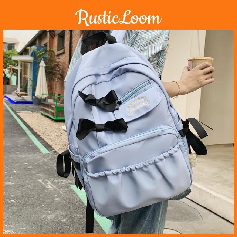 Bowknot Backpack Student Breathable Schoolbag Laptop Bag Outdoor Gift Portable