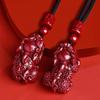 Natural Cinnabar Pixiu Pendant Necklace with Purple and Emperor Red Sand