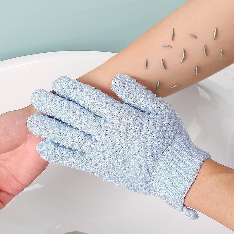 Oboustranné exfoliační rukavice do koupele pro muže a ženy - efektivní pětiprstý design pro hloubkové čištění a dekontaminaci.
