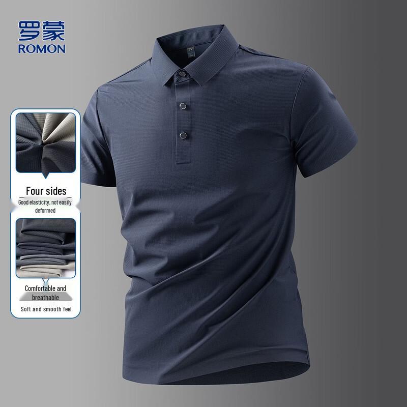 Romon Men s Short Sleeve Business Casual Polo Shirt M